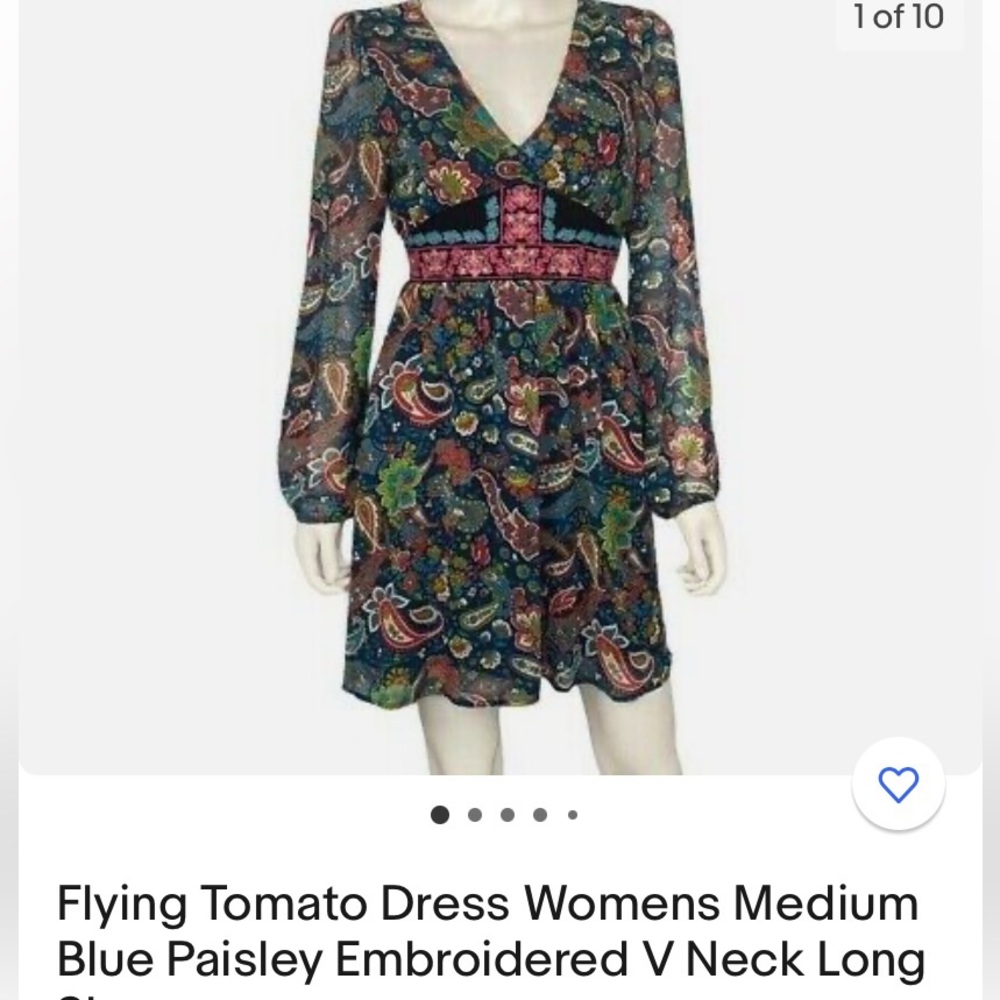 Flying Tomato - Fit and Flare Boutique Dress- Gorgeous Embroidered- Size Small